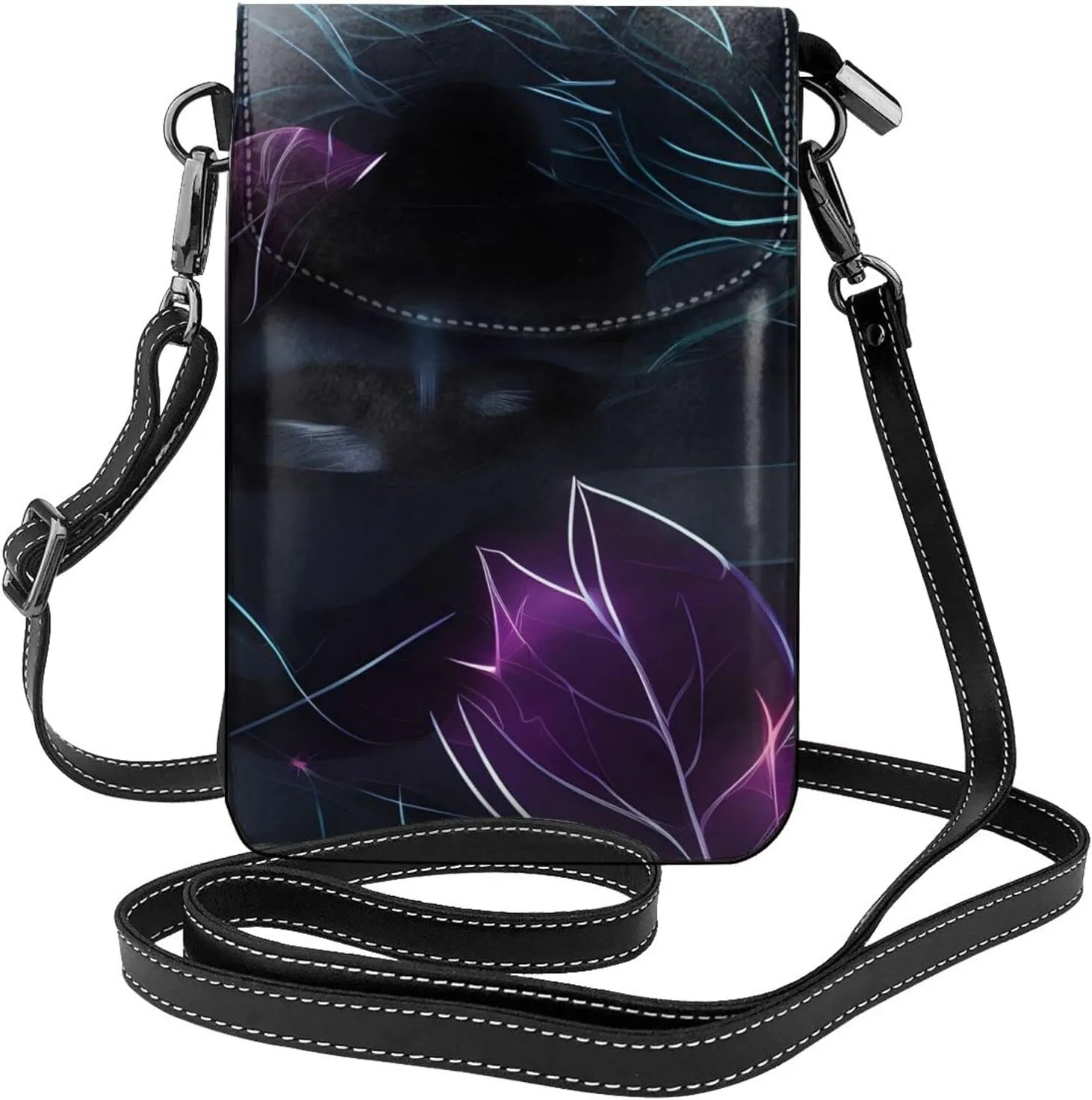 Black Mystery Women'S Leather Mini Crossbody Bag With Detachable Shoulder Strap, Suitable For Walking And Shopping Trips
