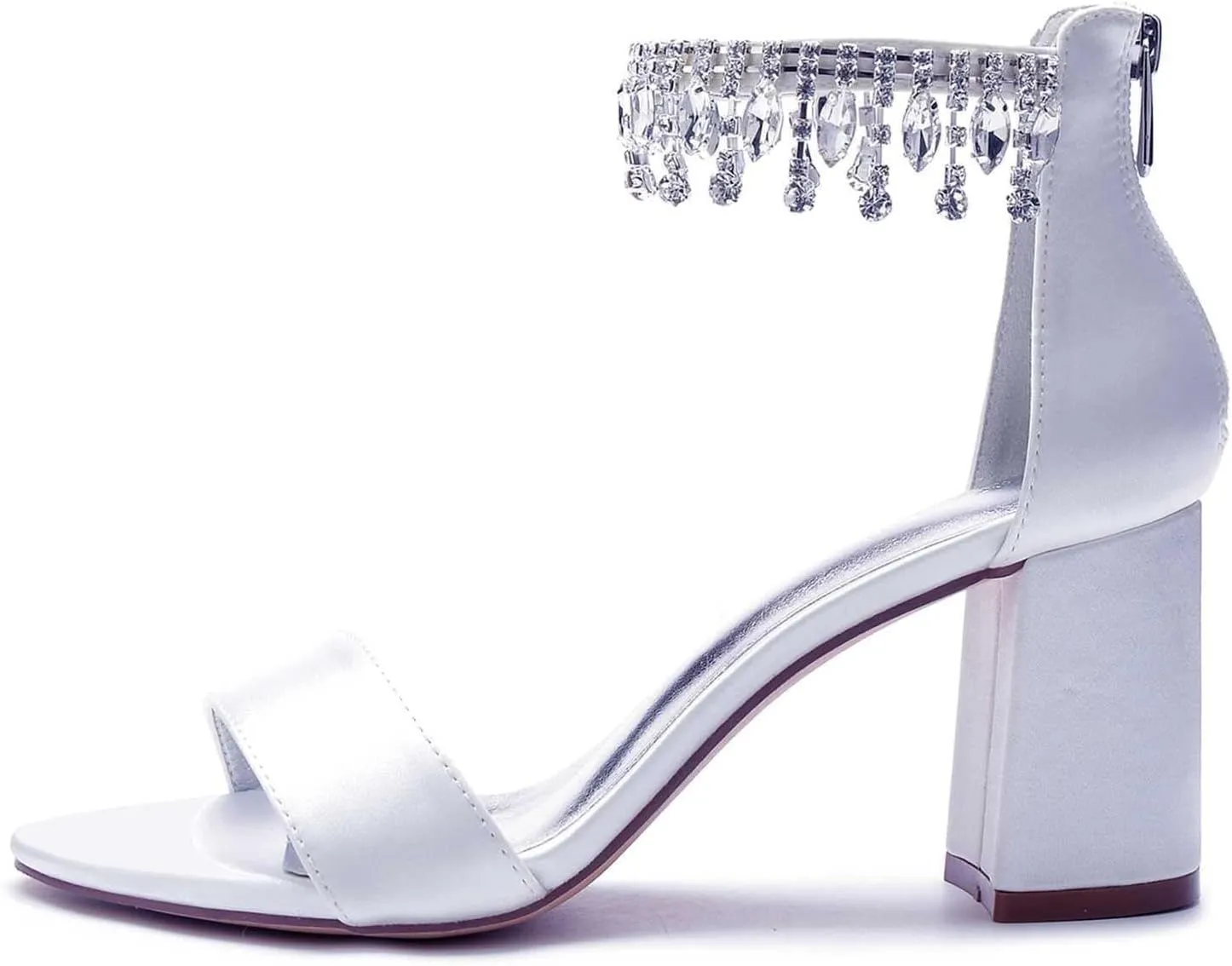 Black Silver High Heel for Women,Low Heel Women's Zipper Rhinestone Chunky Heels Comfortable Peep Toe Women Pumps Dress Shoes(Burgundy,6.5 UK)