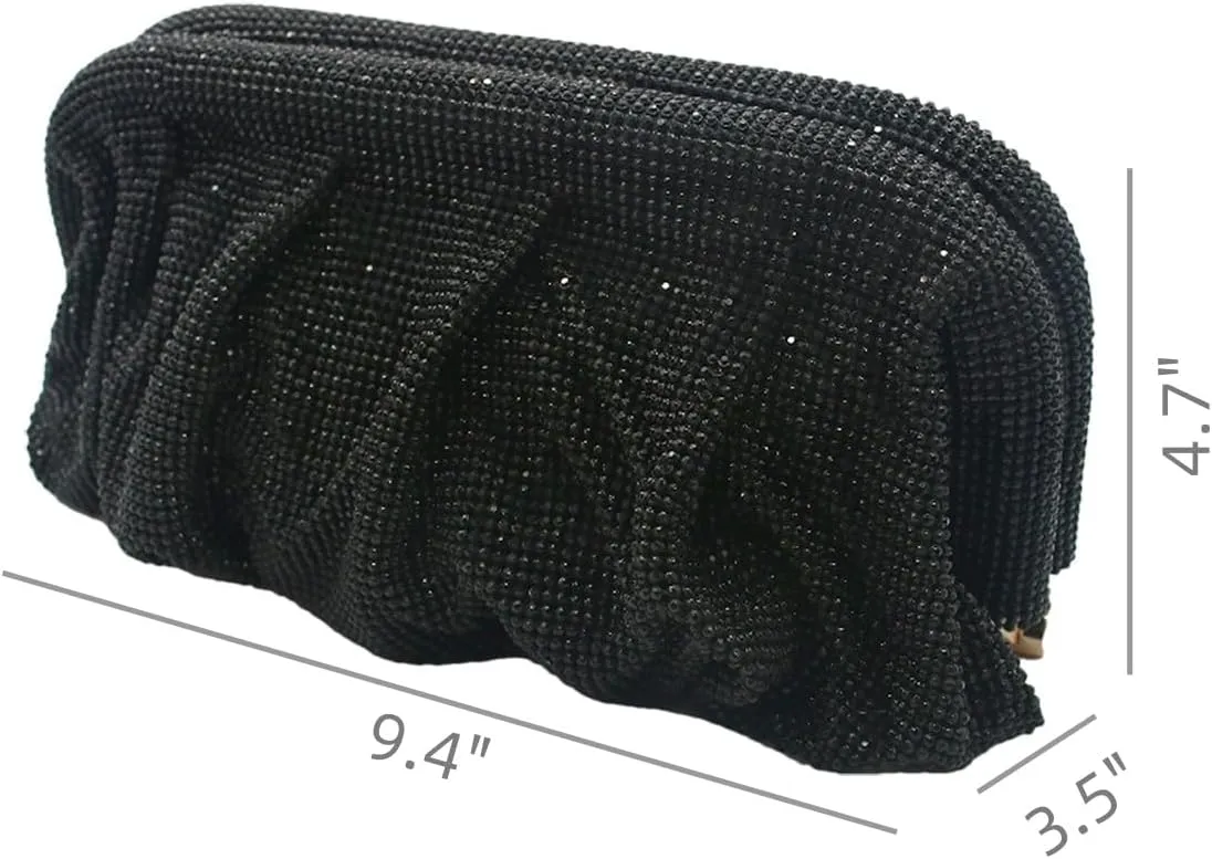 Bling Rhinestone Purse Bags Dumpling Clutch Purses for Women Formal Wedding Party Prom Evening Handbags