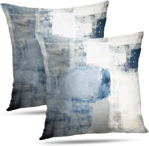 Blue and Grey Throw Pillow Covers 22x22 Teal, 2 Pack Square Decorative Pillow Cases Cushion for Farmhouse Home D¨¦cor
