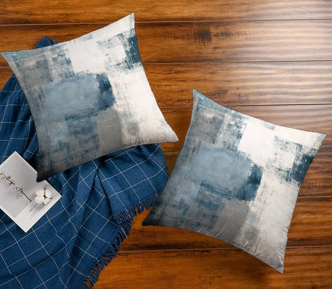 Blue and Grey Throw Pillow Covers 22x22 Teal, 2 Pack Square Decorative Pillow Cases Cushion for Farmhouse Home D¨¦cor