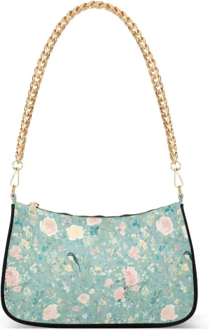 Blue and Peach Romantic romantic Flowers trendy chain shoulder bag for women hand bag for women for for traveling
