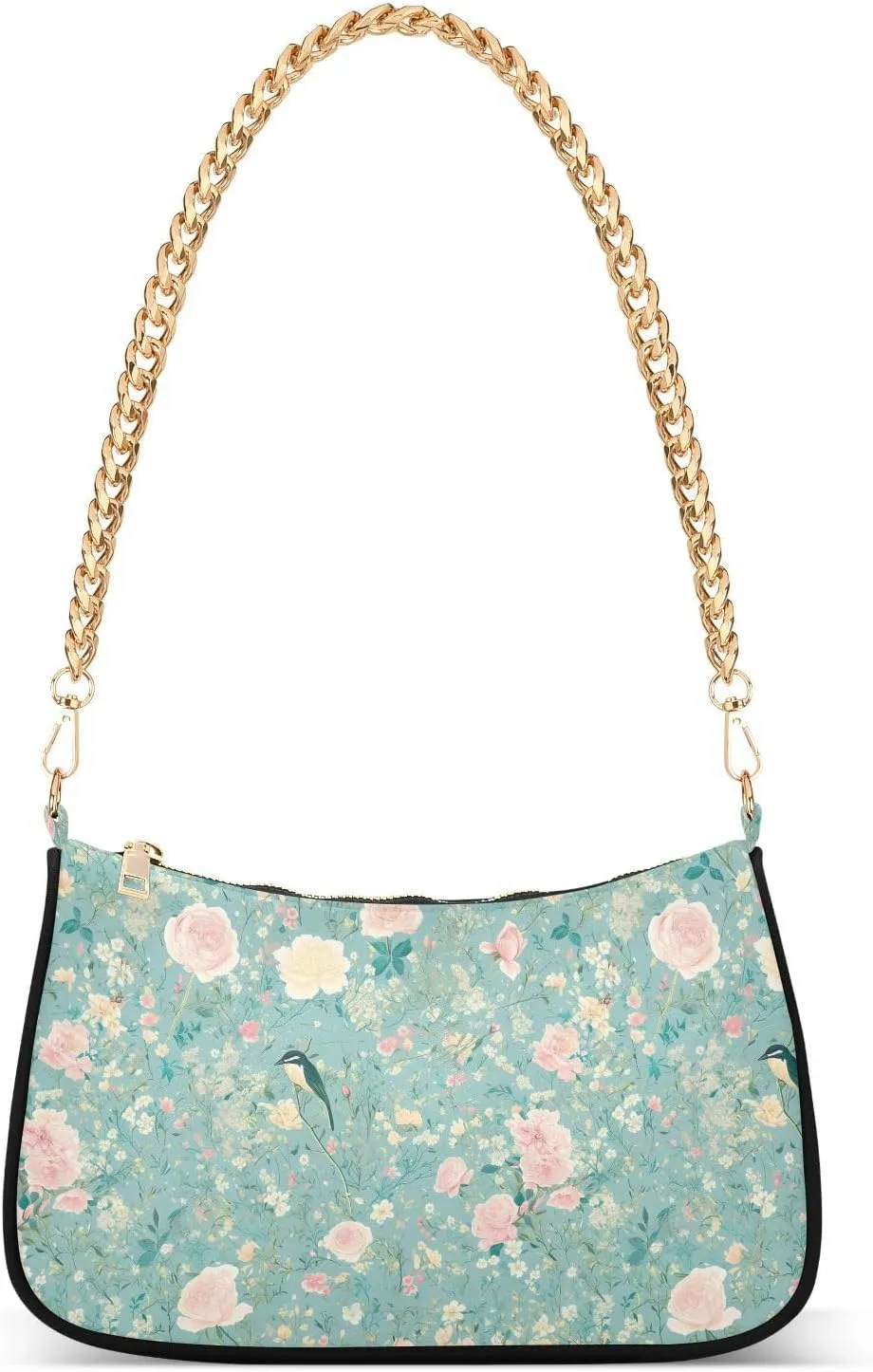 Blue and Peach Romantic romantic Flowers trendy chain shoulder bag for women hand bag for women for for traveling