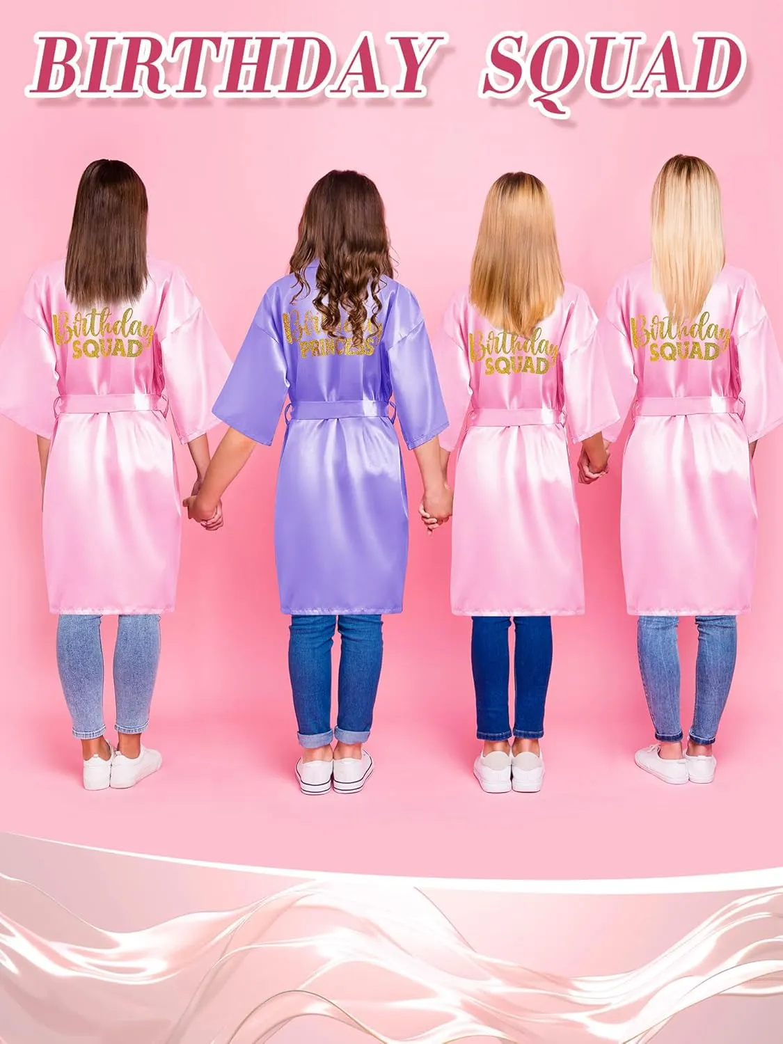 Bokon 40 Pcs Girls Spa Party Supplies 10 Birthday Squad Princess Robe 10 Tote Bags 10 Headbands 10 Spa Masks for Birthday