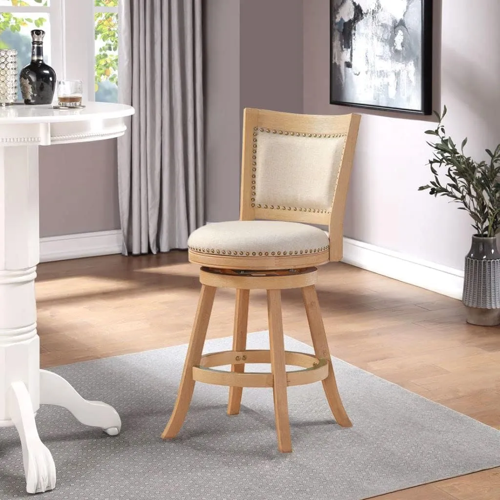 Boraam Melrose Counter Stool, 24-Inch, 1-Pack, Driftwood Creme Wire-Brush and Ivory