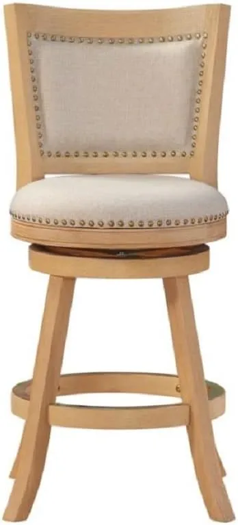 Boraam Melrose Counter Stool, 24-Inch, 1-Pack, Driftwood Creme Wire-Brush and Ivory