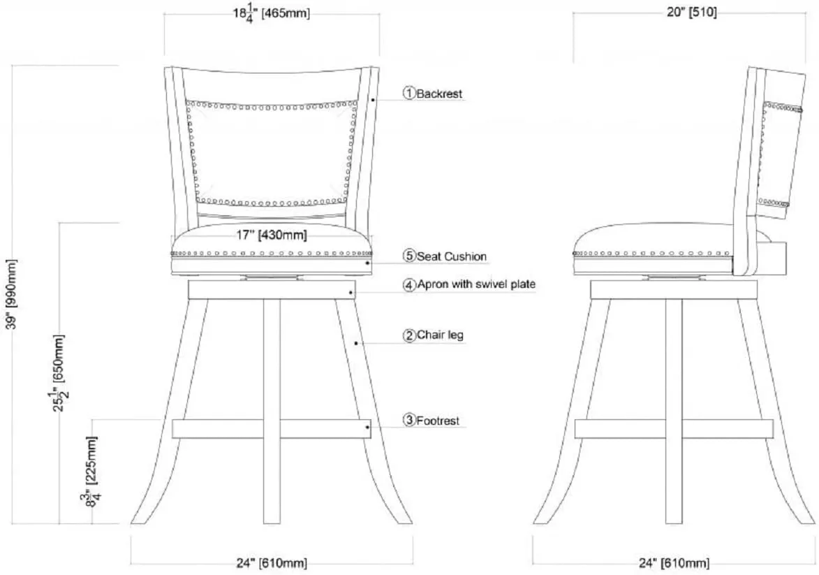 Boraam Melrose Counter Stool, 24-Inch, 1-Pack, Driftwood Creme Wire-Brush and Ivory