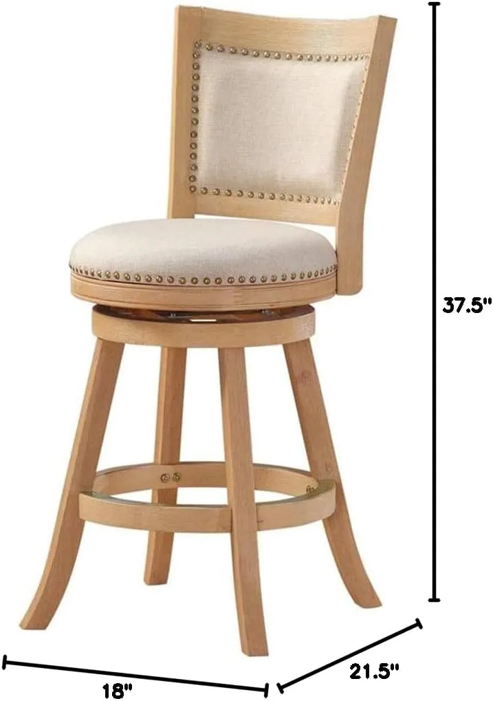 Boraam Melrose Counter Stool, 24-Inch, 1-Pack, Driftwood Creme Wire-Brush and Ivory