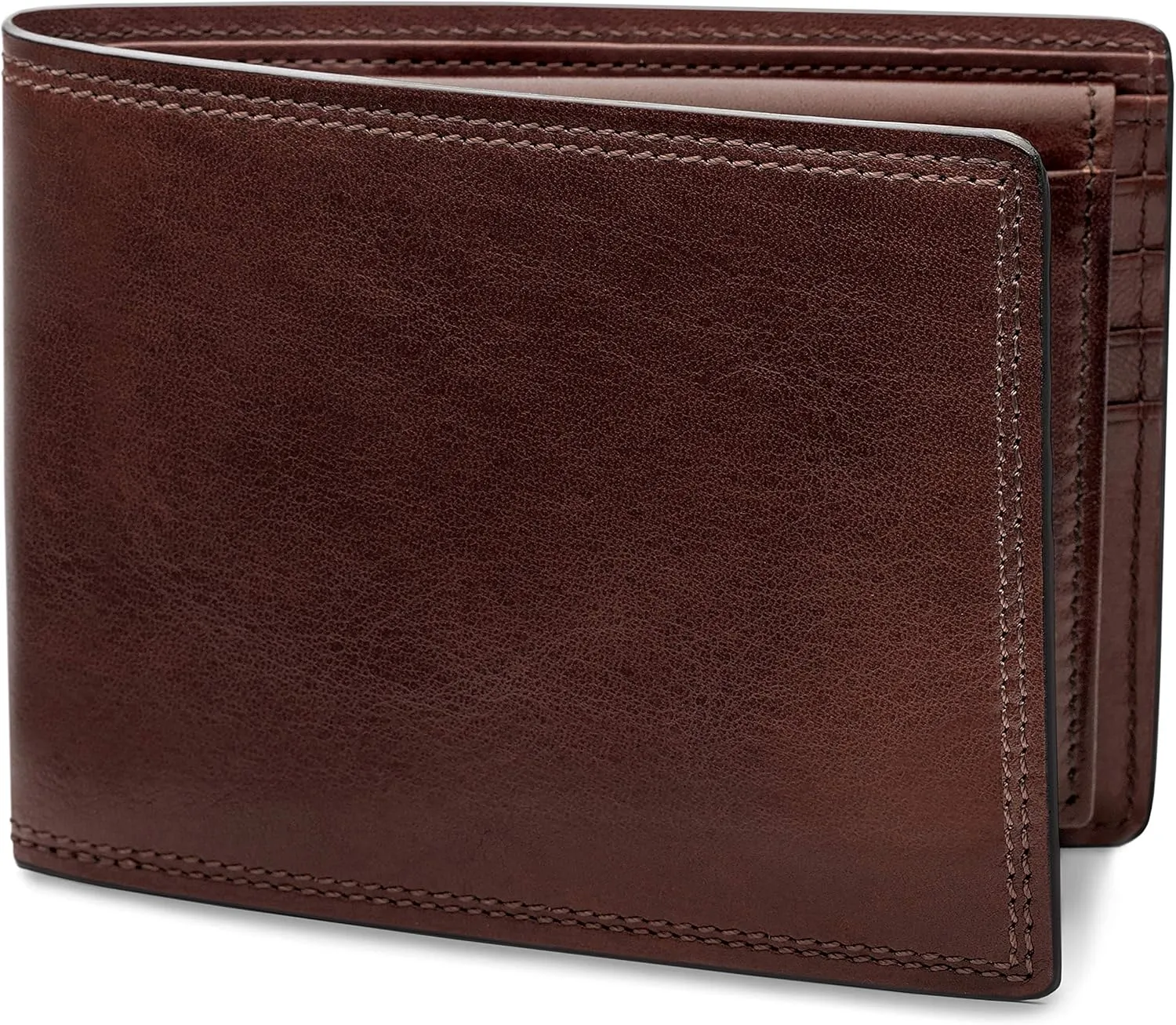 Bosca Men's Leather Wallet with Removable ID Passcase - Dolce Italian leather Wallet for Men 8 Card Slots, Bifold Design, Hand-Stitched Detailing, Polished Finish, Dark Brown