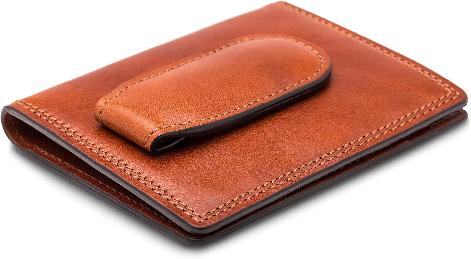 Bosca Men's Wallet, Dolce Leather Front Pocket Bifold Wallet with Magnetic Clip, Amber
