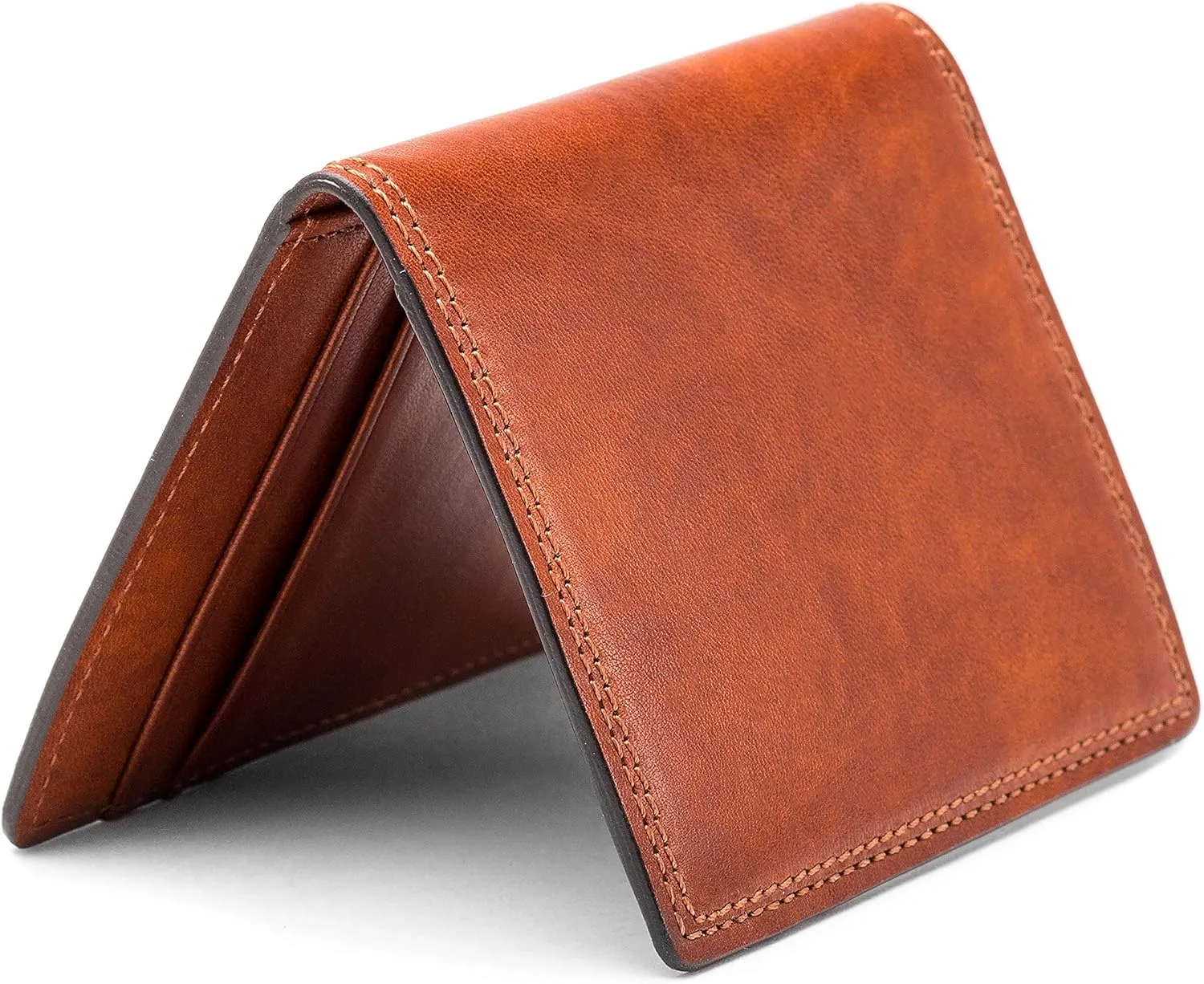 Bosca Men's Wallet, Dolce Leather Front Pocket Bifold Wallet with Magnetic Clip, Amber