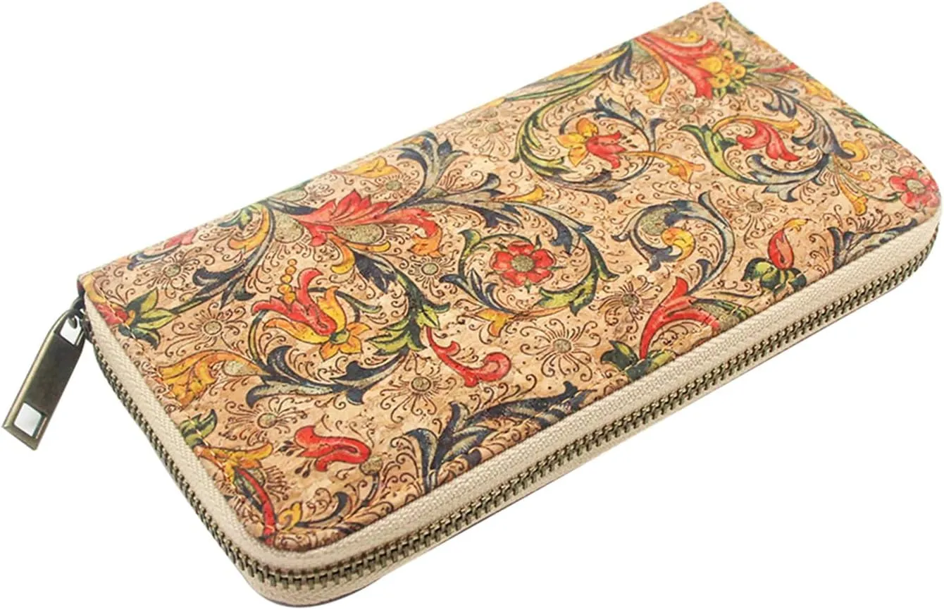 boshiho Vegan Cork Wallets Purse Handbags for Womens Eco Friendly Cork Cell Phone Clutch Bag (Pattern C)