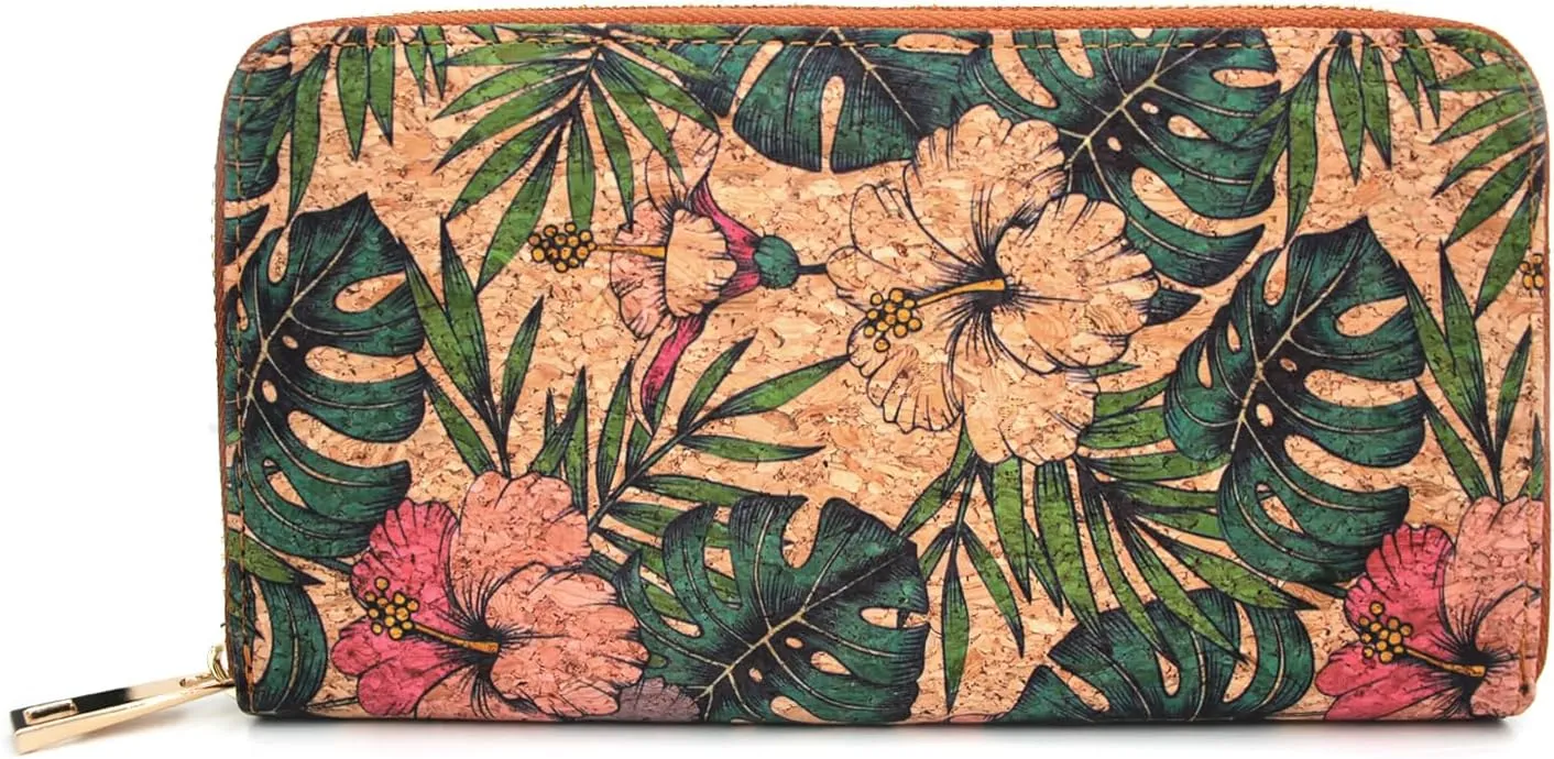 boshiho Vegan Cork Wallets Purse Handbags for Womens Eco Friendly Cork Cell Phone Clutch Bag (Pattern H)