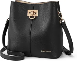 BOSTANTEN Crossbody Bucket Shoulder Bags for Women Vegan Leather Purse Cross Body Handbag Multiple Pockets