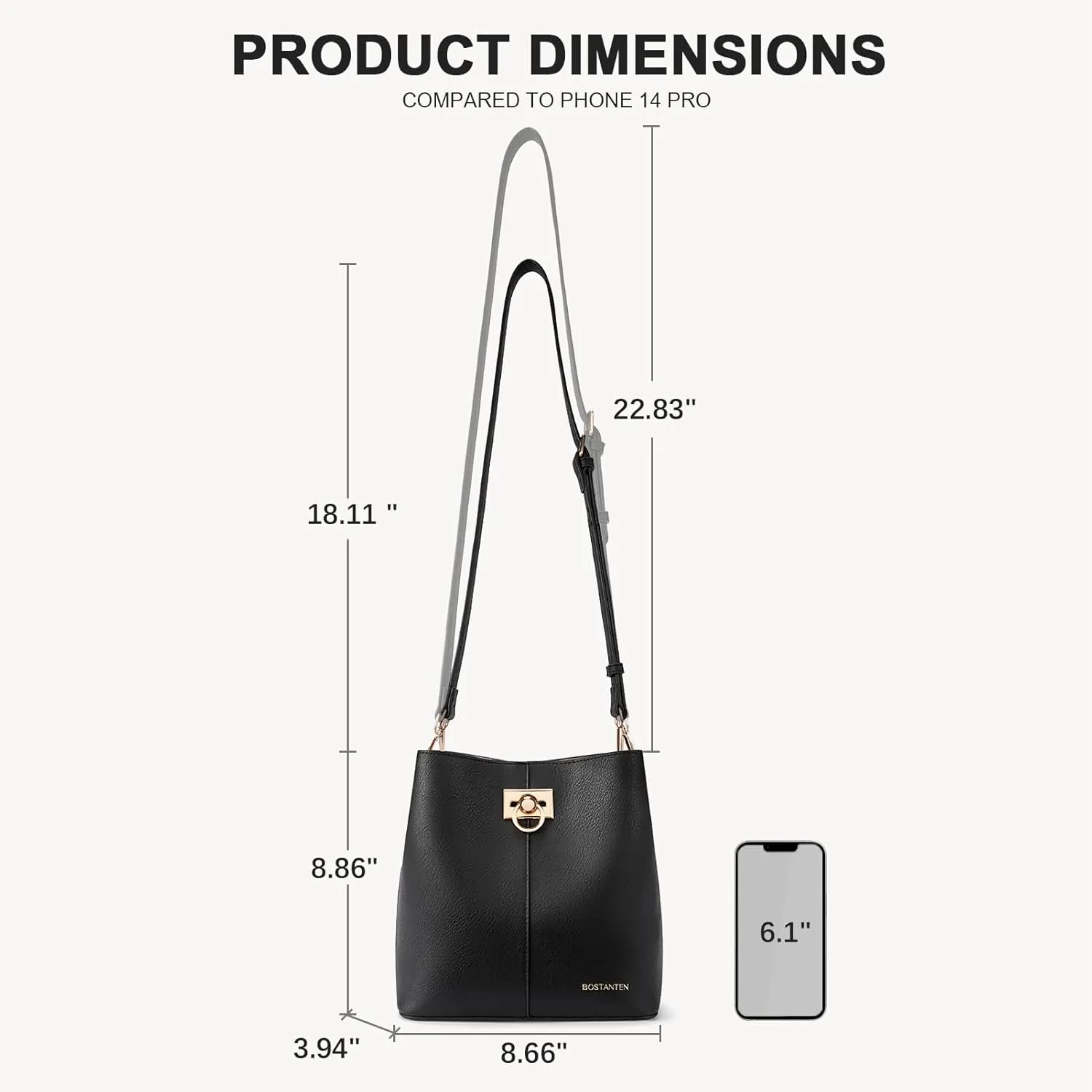 BOSTANTEN Crossbody Bucket Shoulder Bags for Women Vegan Leather Purse Cross Body Handbag Multiple Pockets
