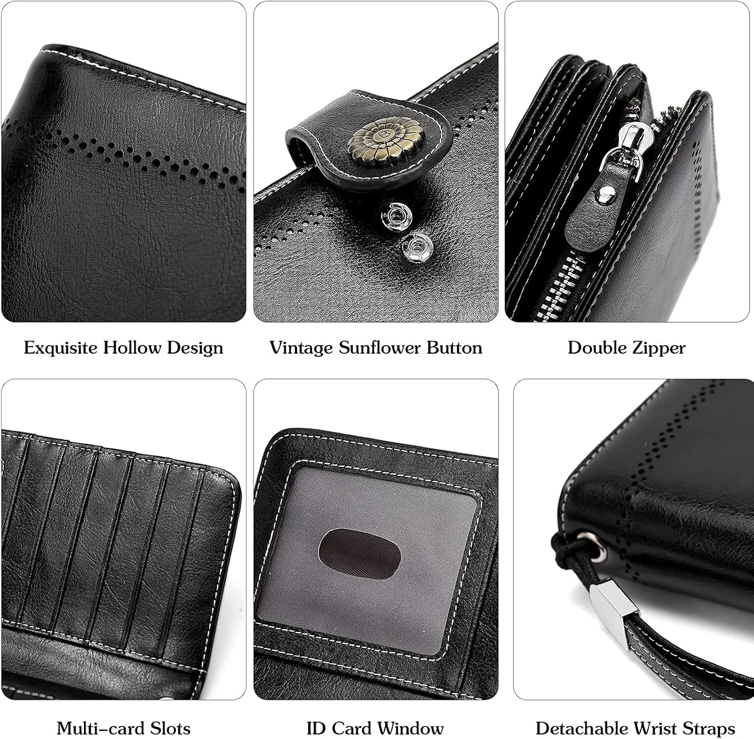 BOSTANTEN Leather Wallet for Women RFID Blocking Zip Around Credit Cards Holder Phone Clutch
