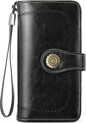 BOSTANTEN Leather Wallet for Women RFID Blocking Zip Around Credit Cards Holder Phone Clutch