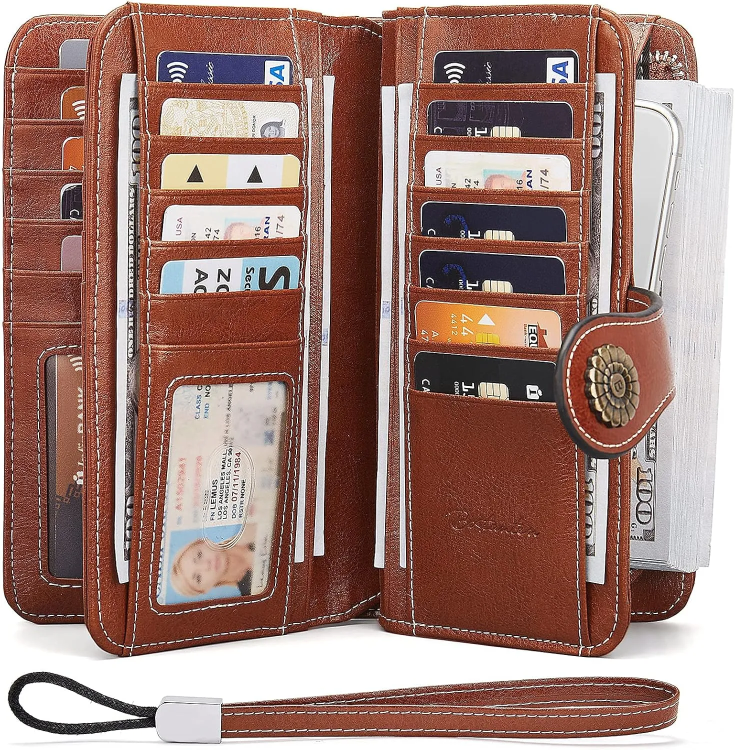 BOSTANTEN Leather Wallet for Women RFID Blocking Zip Around Credit Cards Holder Phone Clutch