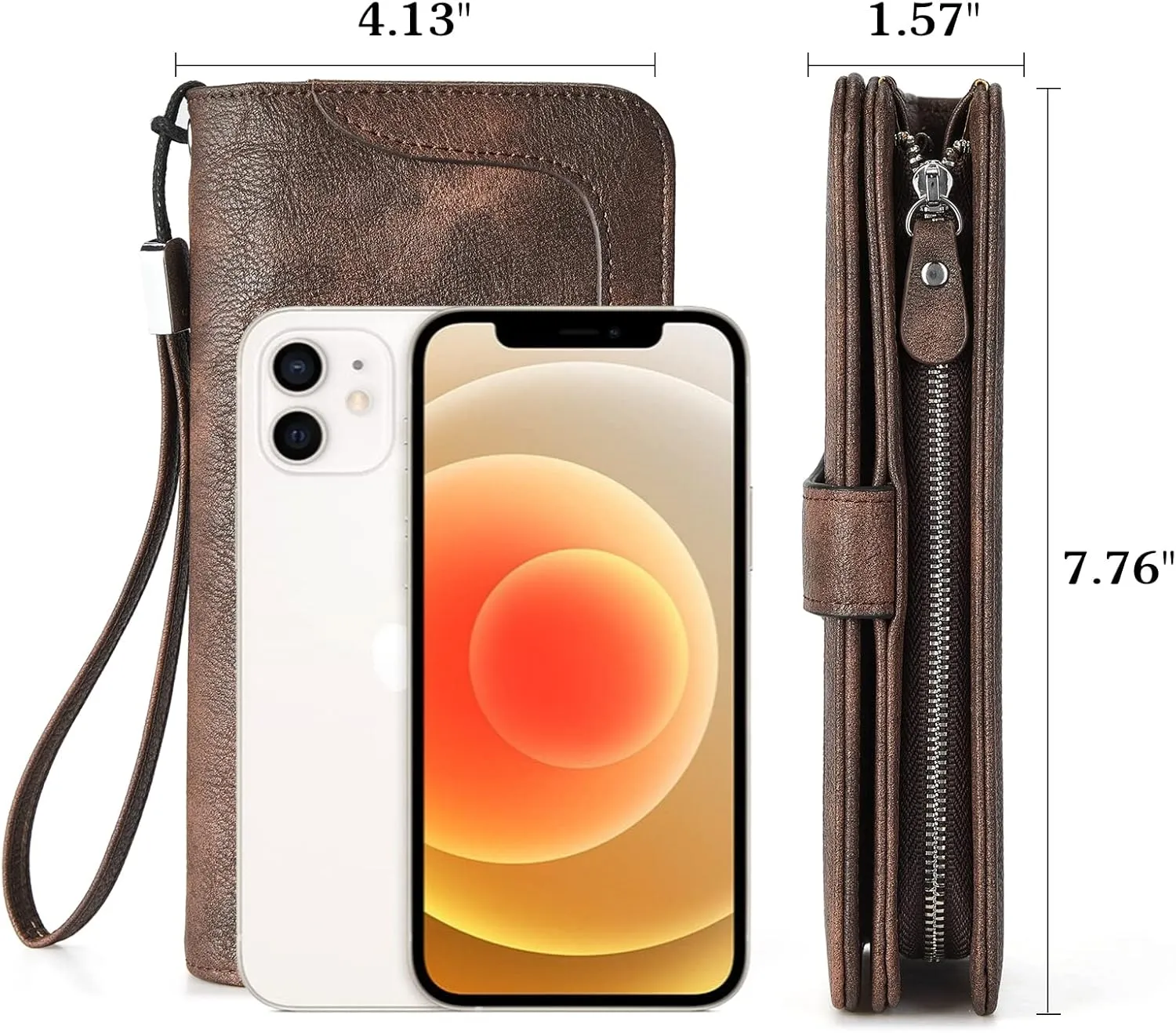 BOSTANTEN Leather Wallet for Women RFID Blocking Zip Around Credit Cards Holder Phone Clutch