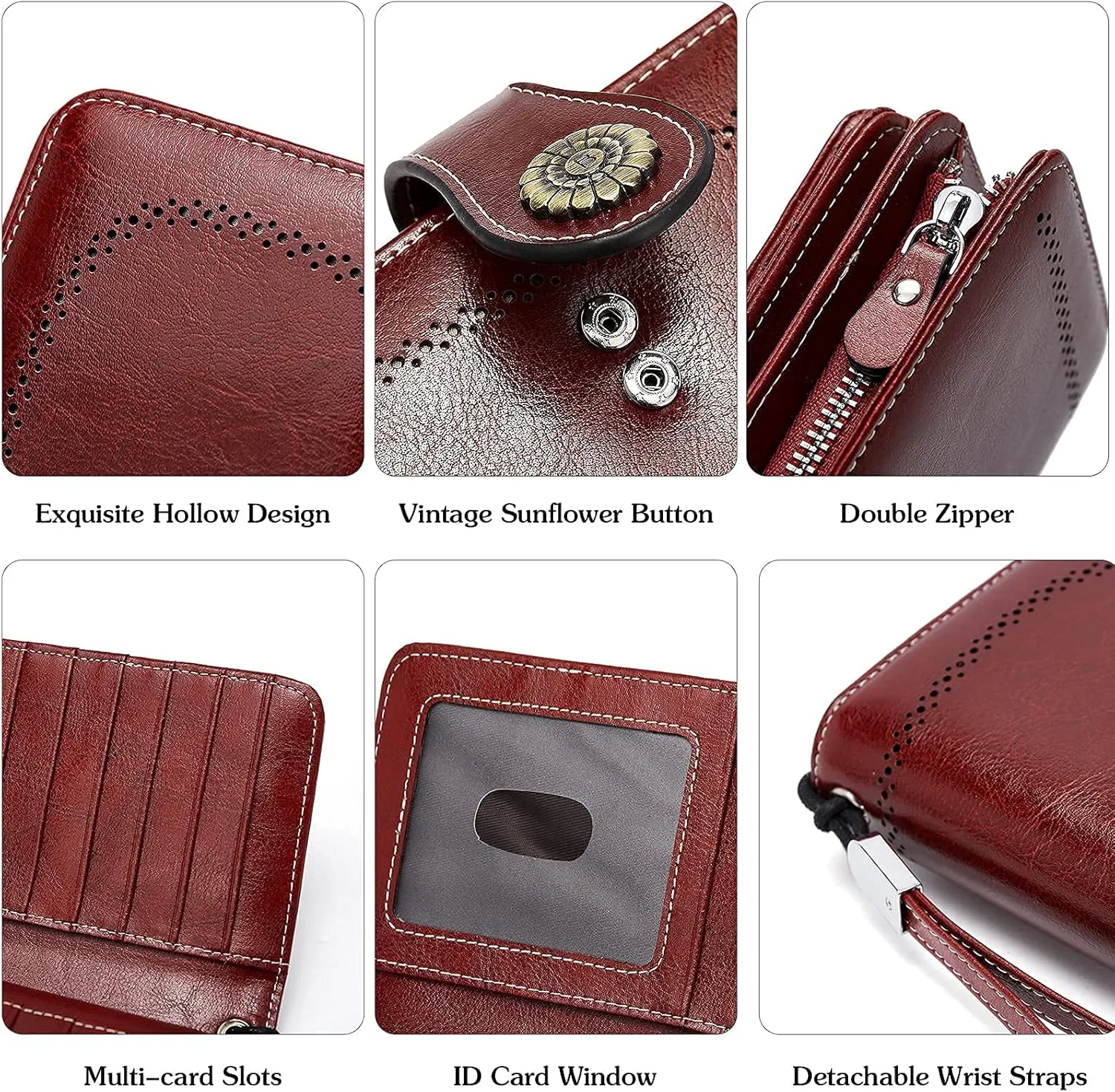 BOSTANTEN Leather Wallet for Women RFID Blocking Zip Around Credit Cards Holder Phone Clutch