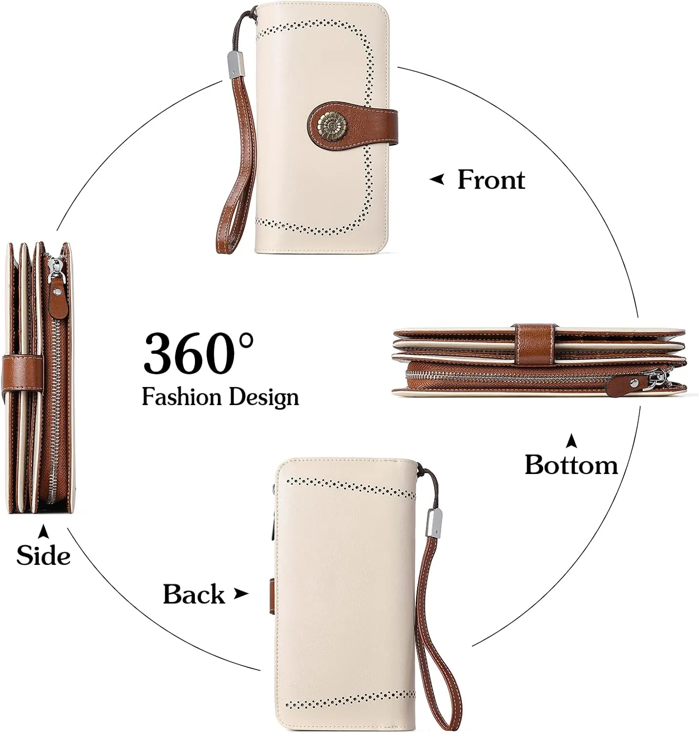 BOSTANTEN Leather Wallet for Women RFID Blocking Zip Around Credit Cards Holder Phone Clutch