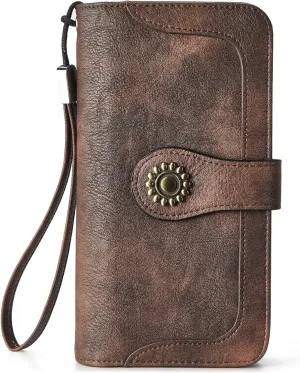 BOSTANTEN Leather Wallet for Women RFID Blocking Zip Around Credit Cards Holder Phone Clutch