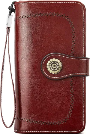 BOSTANTEN Leather Wallet for Women RFID Blocking Zip Around Credit Cards Holder Phone Clutch