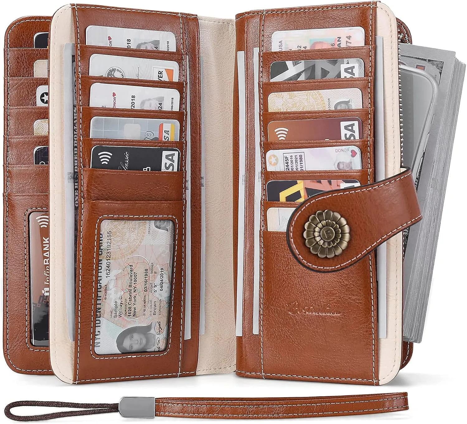 BOSTANTEN Leather Wallet for Women RFID Blocking Zip Around Credit Cards Holder Phone Clutch