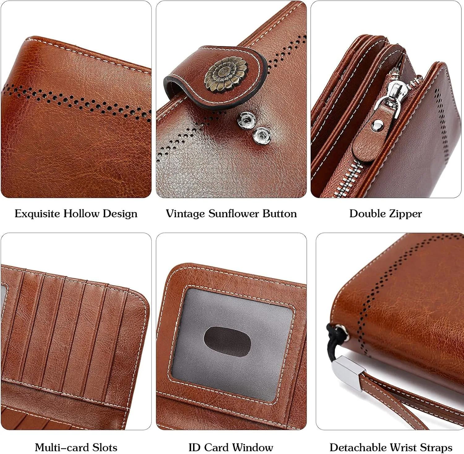 BOSTANTEN Leather Wallet for Women RFID Blocking Zip Around Credit Cards Holder Phone Clutch