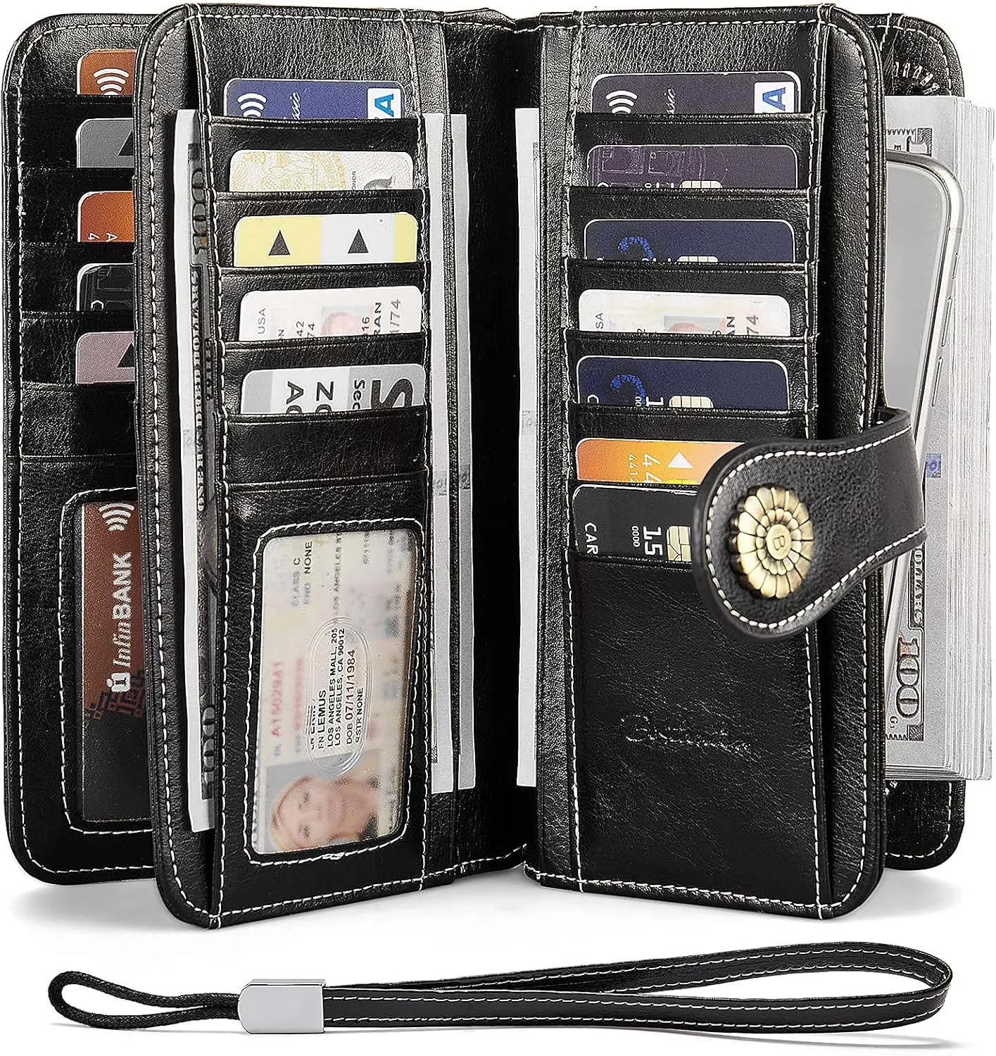 BOSTANTEN Leather Wallet for Women RFID Blocking Zip Around Credit Cards Holder Phone Clutch