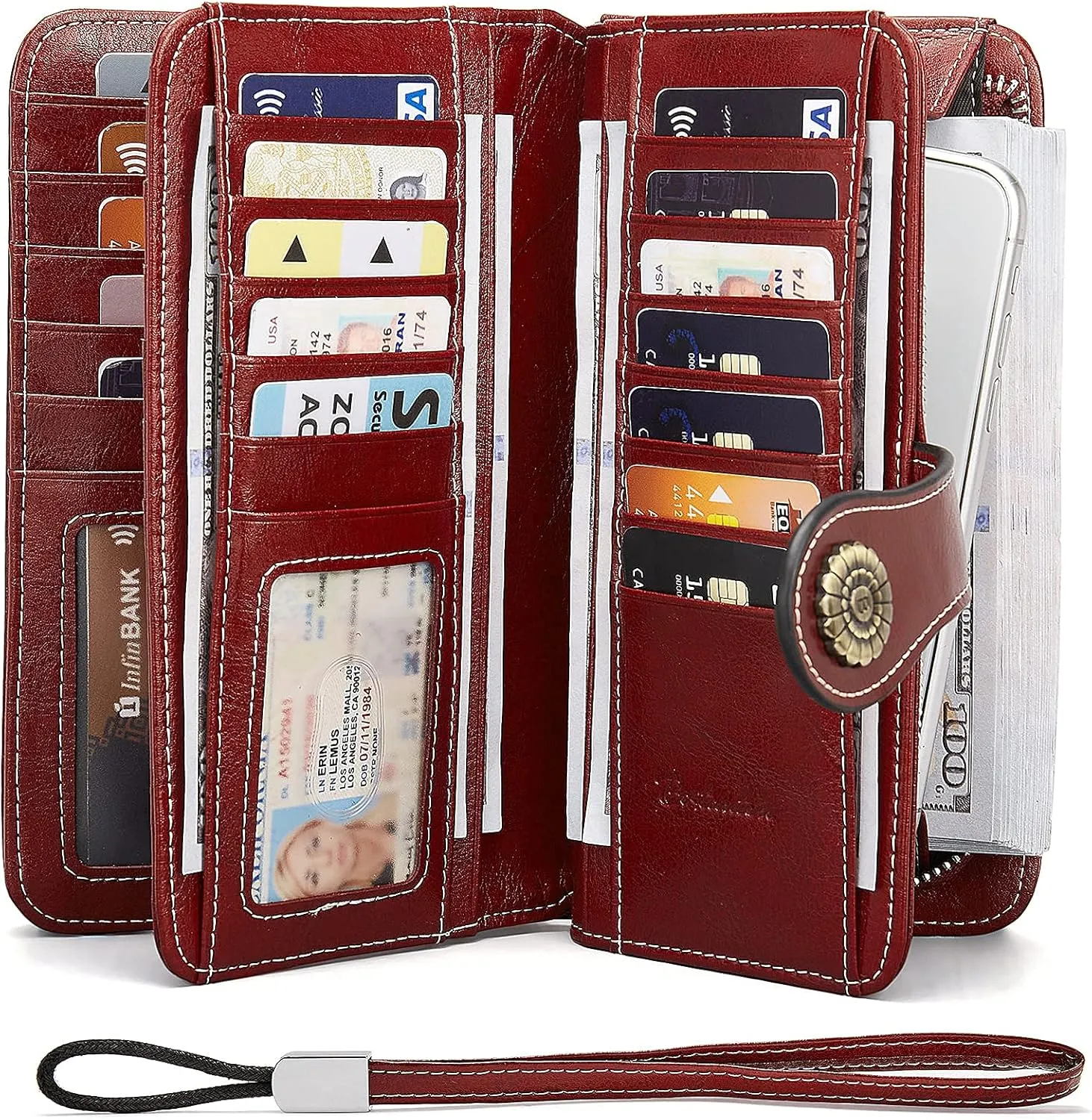 BOSTANTEN Leather Wallet for Women RFID Blocking Zip Around Credit Cards Holder Phone Clutch