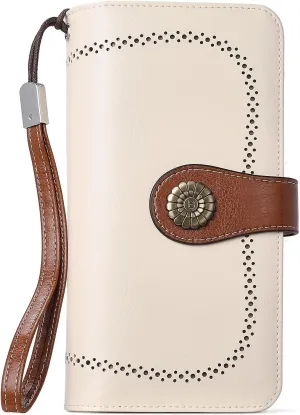 BOSTANTEN Leather Wallet for Women RFID Blocking Zip Around Credit Cards Holder Phone Clutch