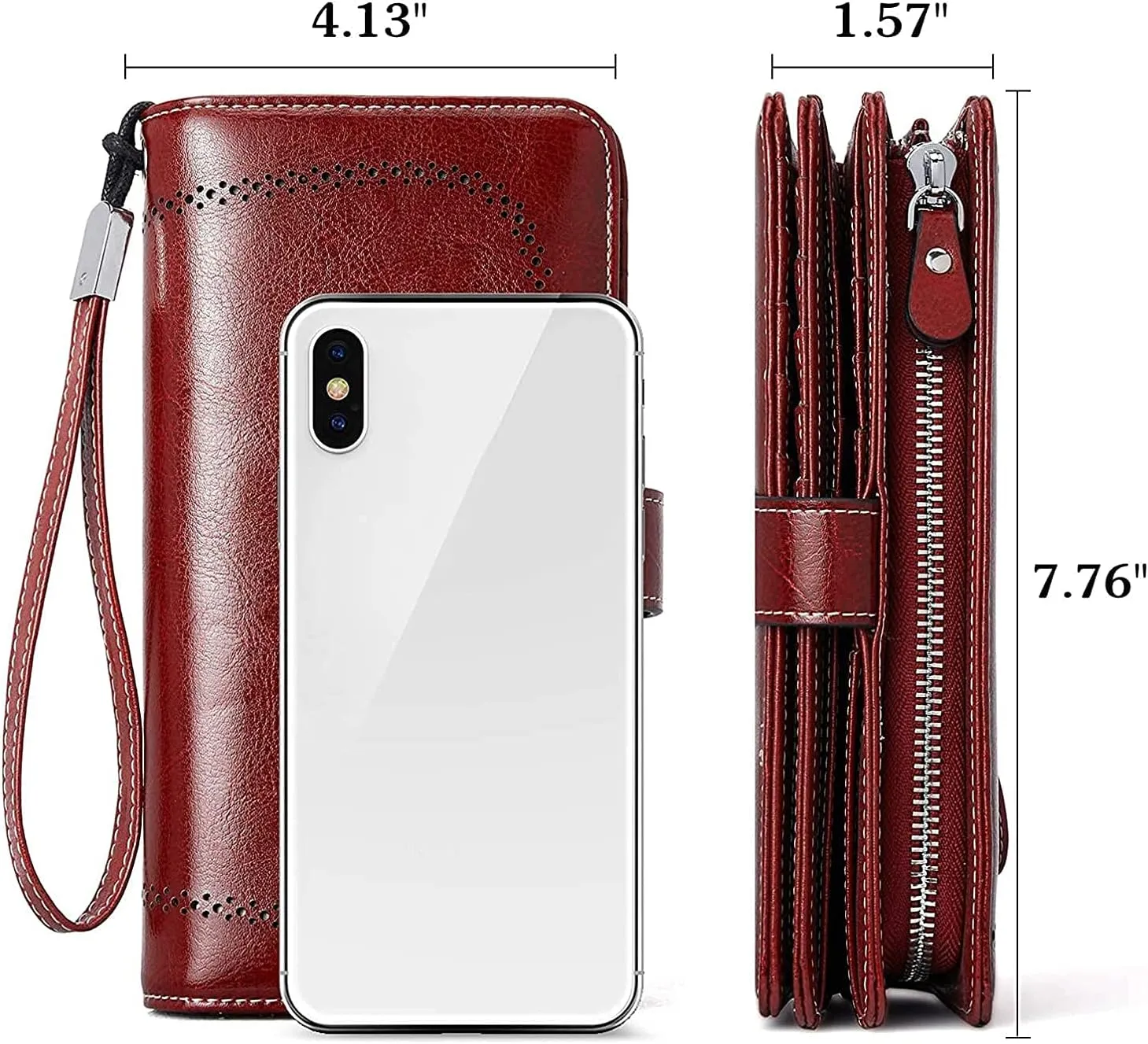 BOSTANTEN Leather Wallet for Women RFID Blocking Zip Around Credit Cards Holder Phone Clutch