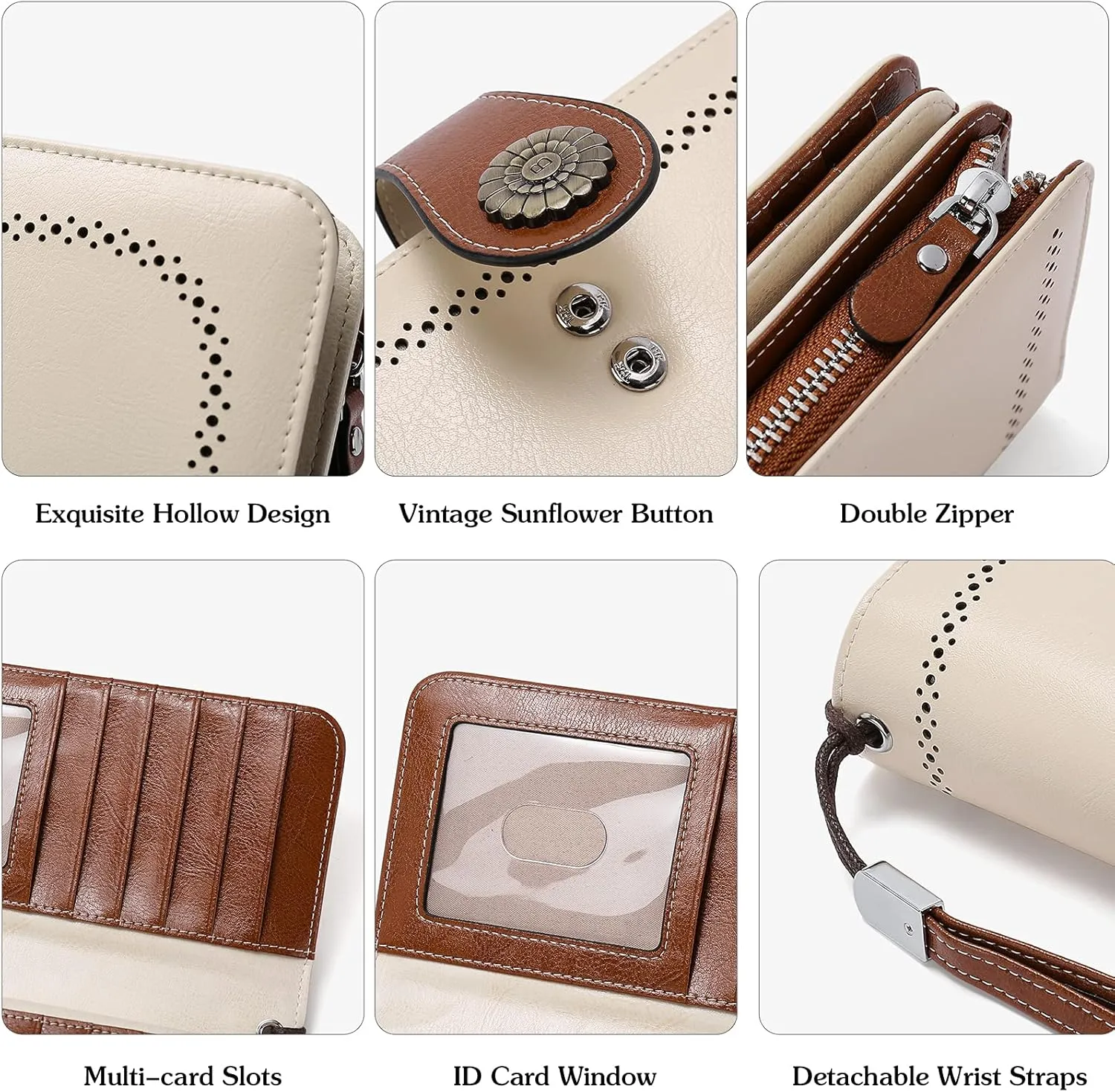 BOSTANTEN Leather Wallet for Women RFID Blocking Zip Around Credit Cards Holder Phone Clutch
