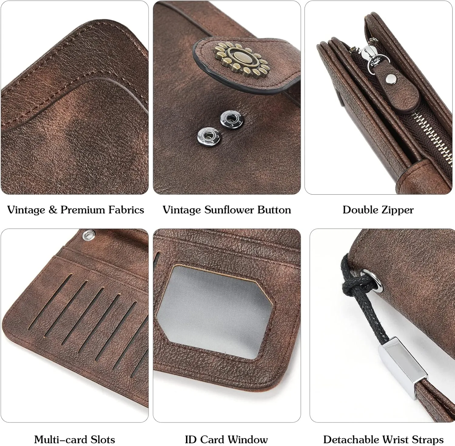 BOSTANTEN Leather Wallet for Women RFID Blocking Zip Around Credit Cards Holder Phone Clutch