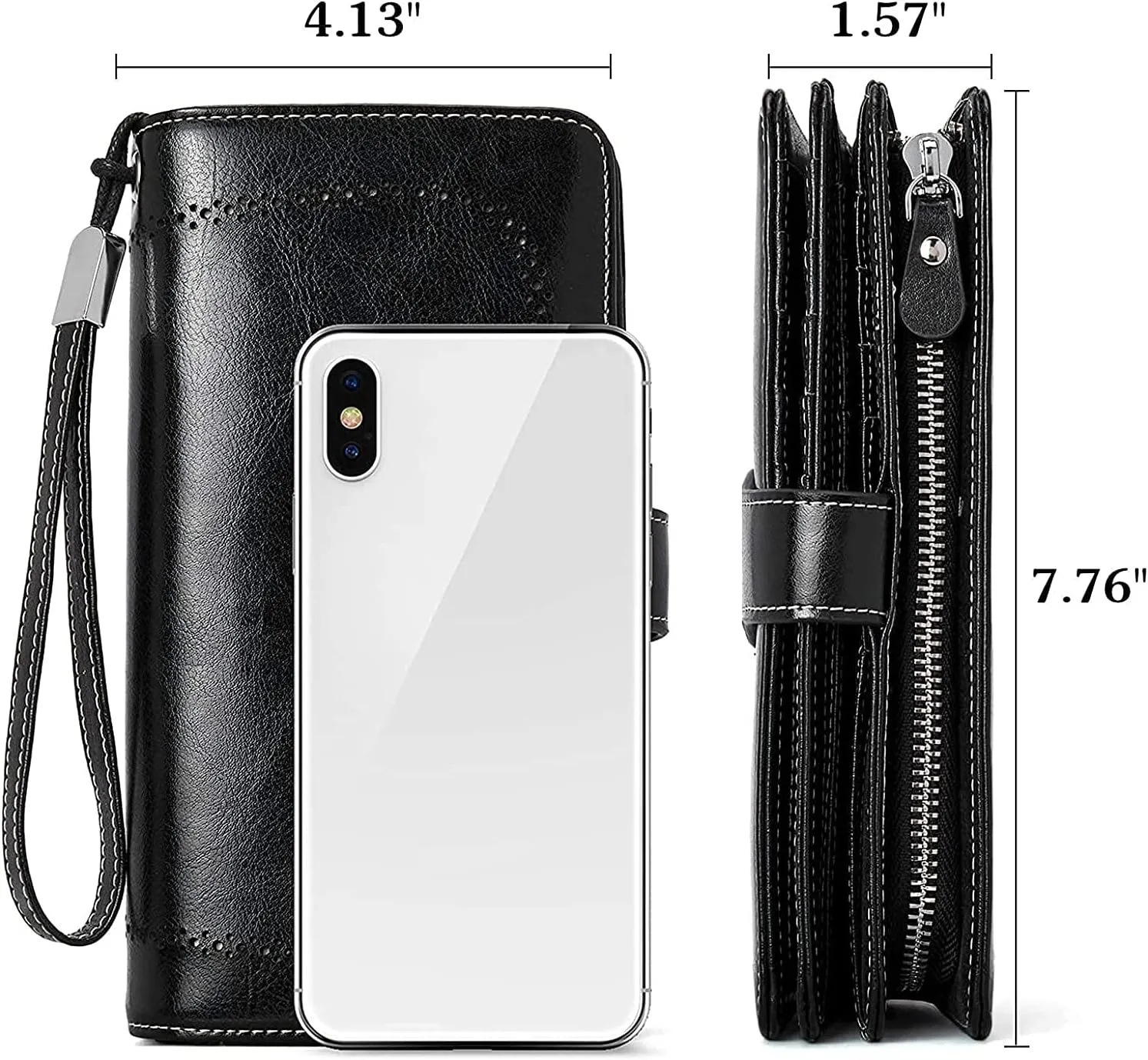 BOSTANTEN Leather Wallet for Women RFID Blocking Zip Around Credit Cards Holder Phone Clutch