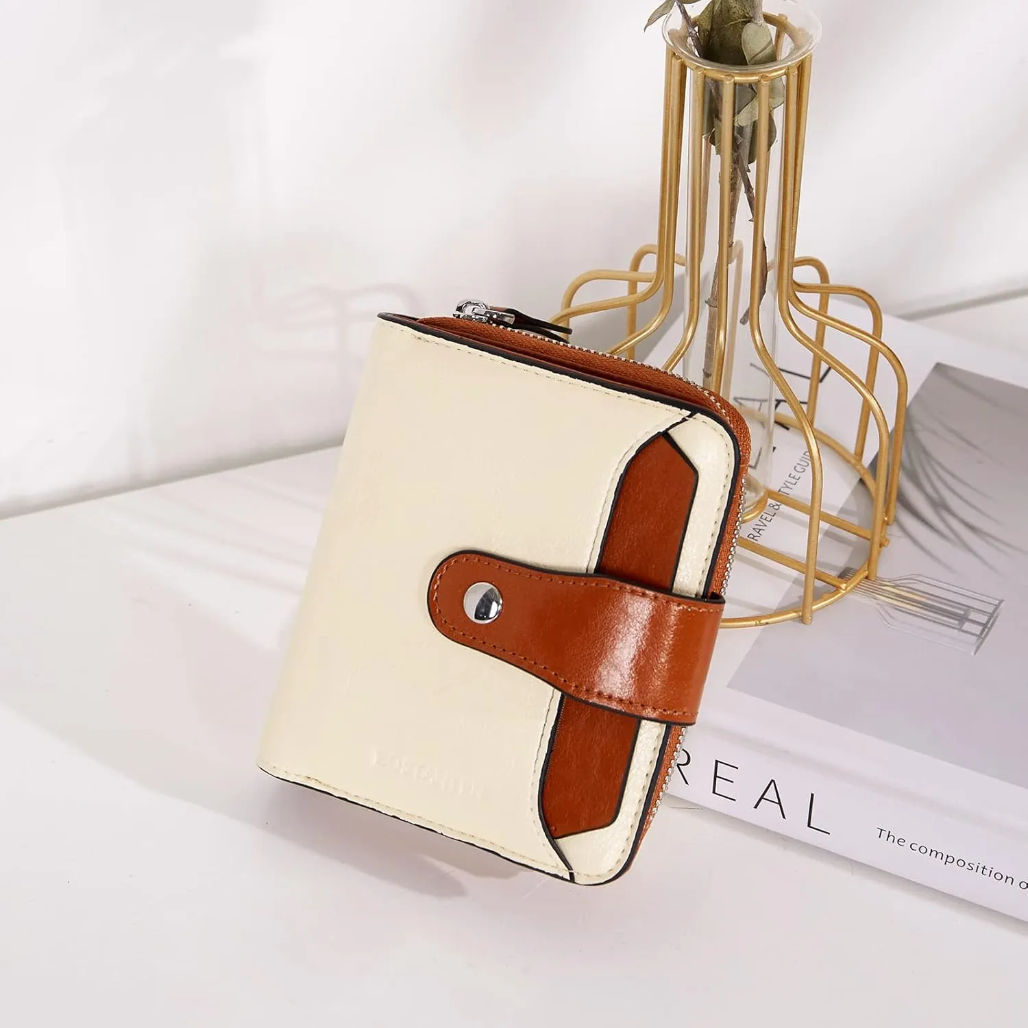 BOSTANTEN Leather Wallets for Women RFID Blocking Zipper Pocket Small Bifold Wallet Card Case