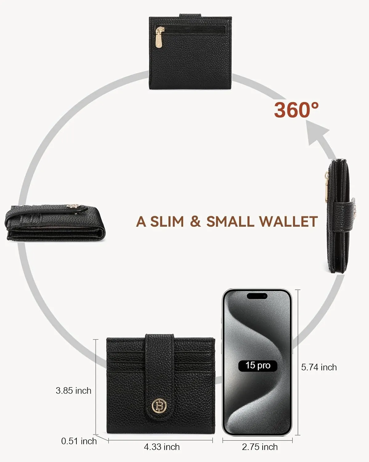 BOSTANTEN Slim Wallet for Women Small RFID Blocking Credit Card Holder Leather Bifold Wallets with Zipper Coin Pocket Black