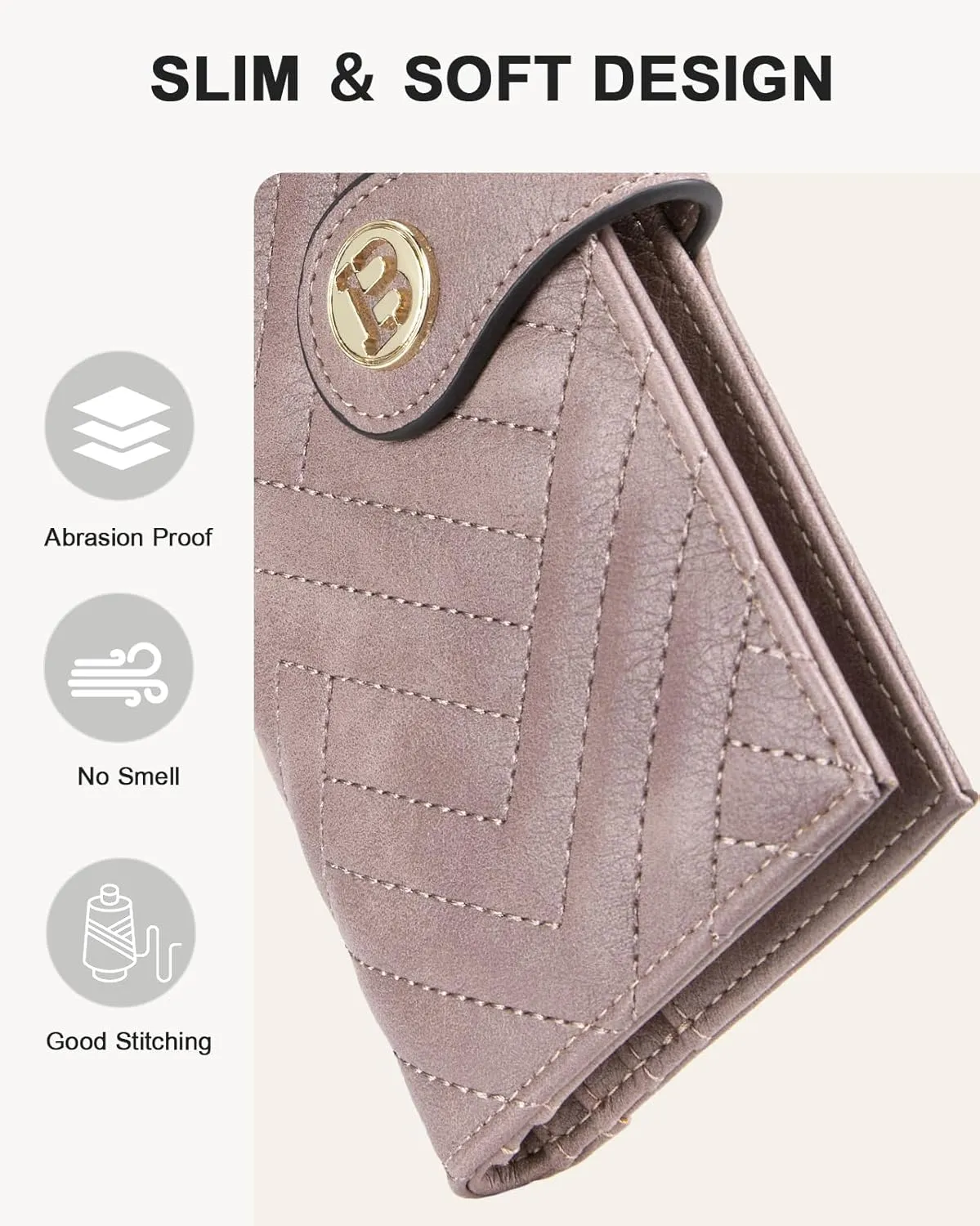 BOSTANTEN Slim Wallet Women Leather RFID Blocking Credit Card Holder Bifold Thin Wallet with Zipper Pocket Light Purple