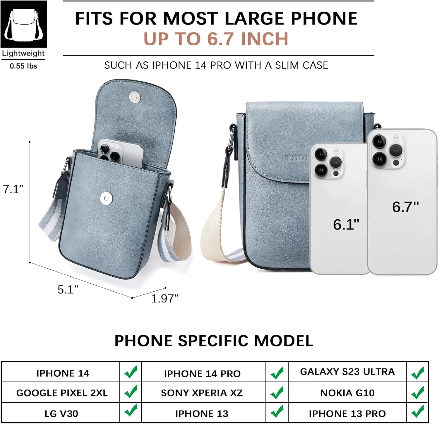 BOSTANTEN Small Crossbody Bags for Women Cell Phone Purse Leather Wallet Handbags with Card Slots