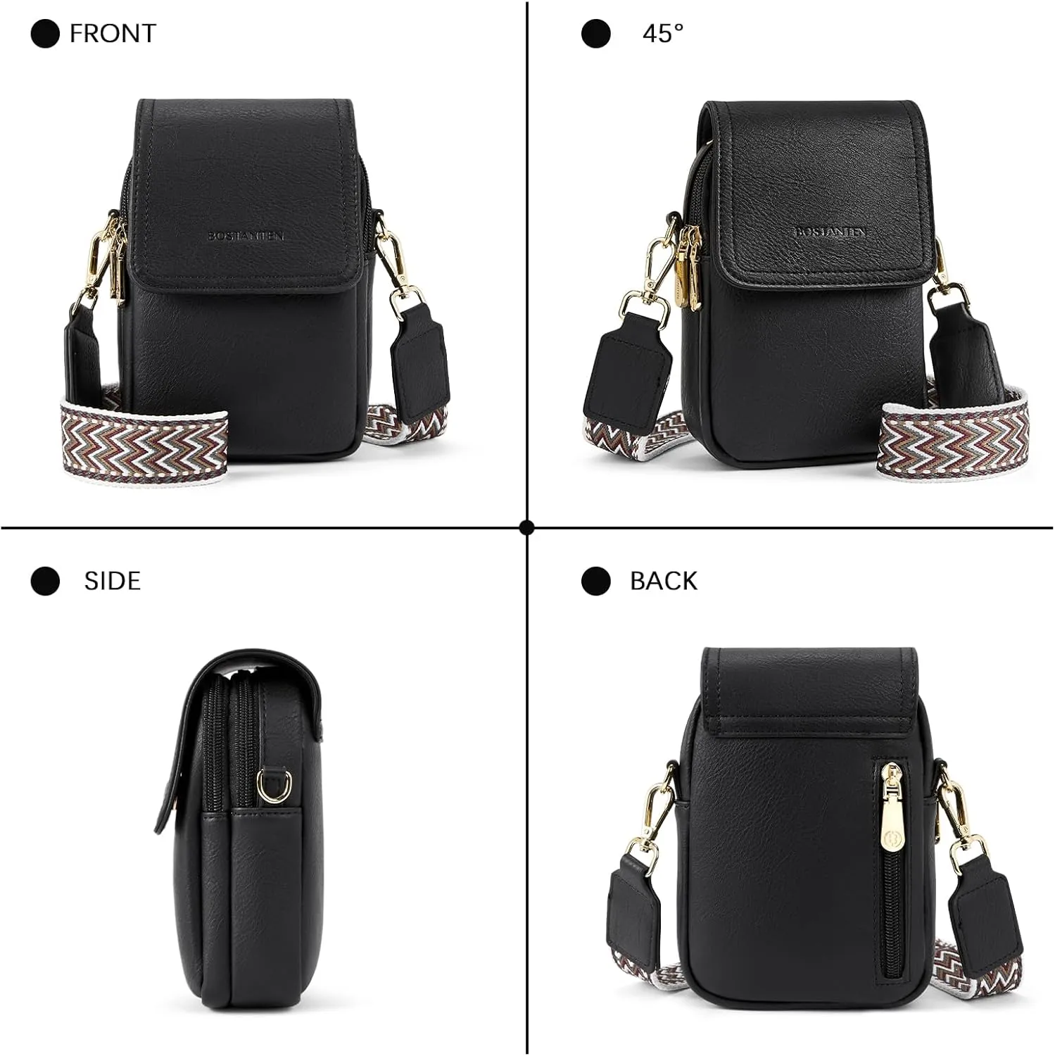BOSTANTEN Small Crossbody Bags for Women Cell Phone Purse Leather Wallet Handbags with Card Slots
