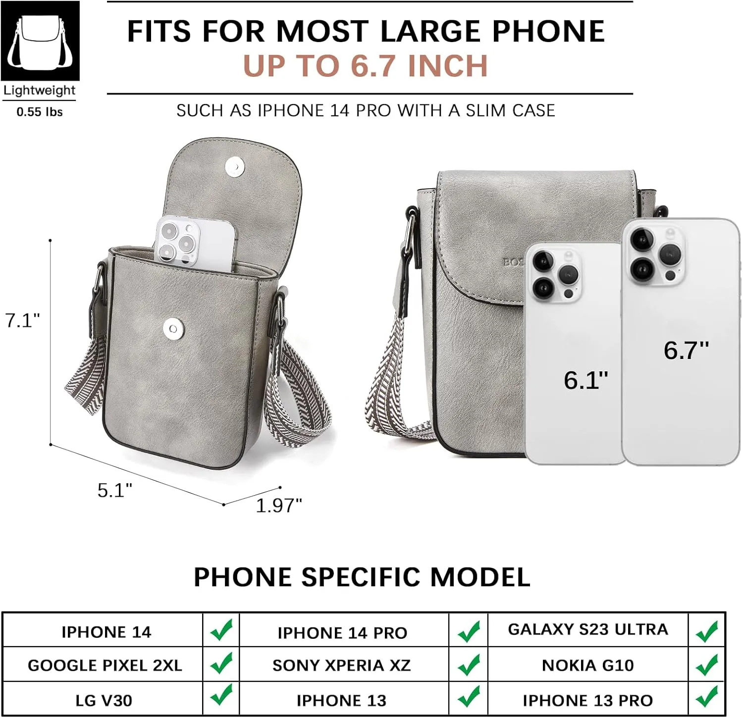 BOSTANTEN Small Crossbody Bags for Women Cell Phone Purse Leather Wallet Handbags with Card Slots