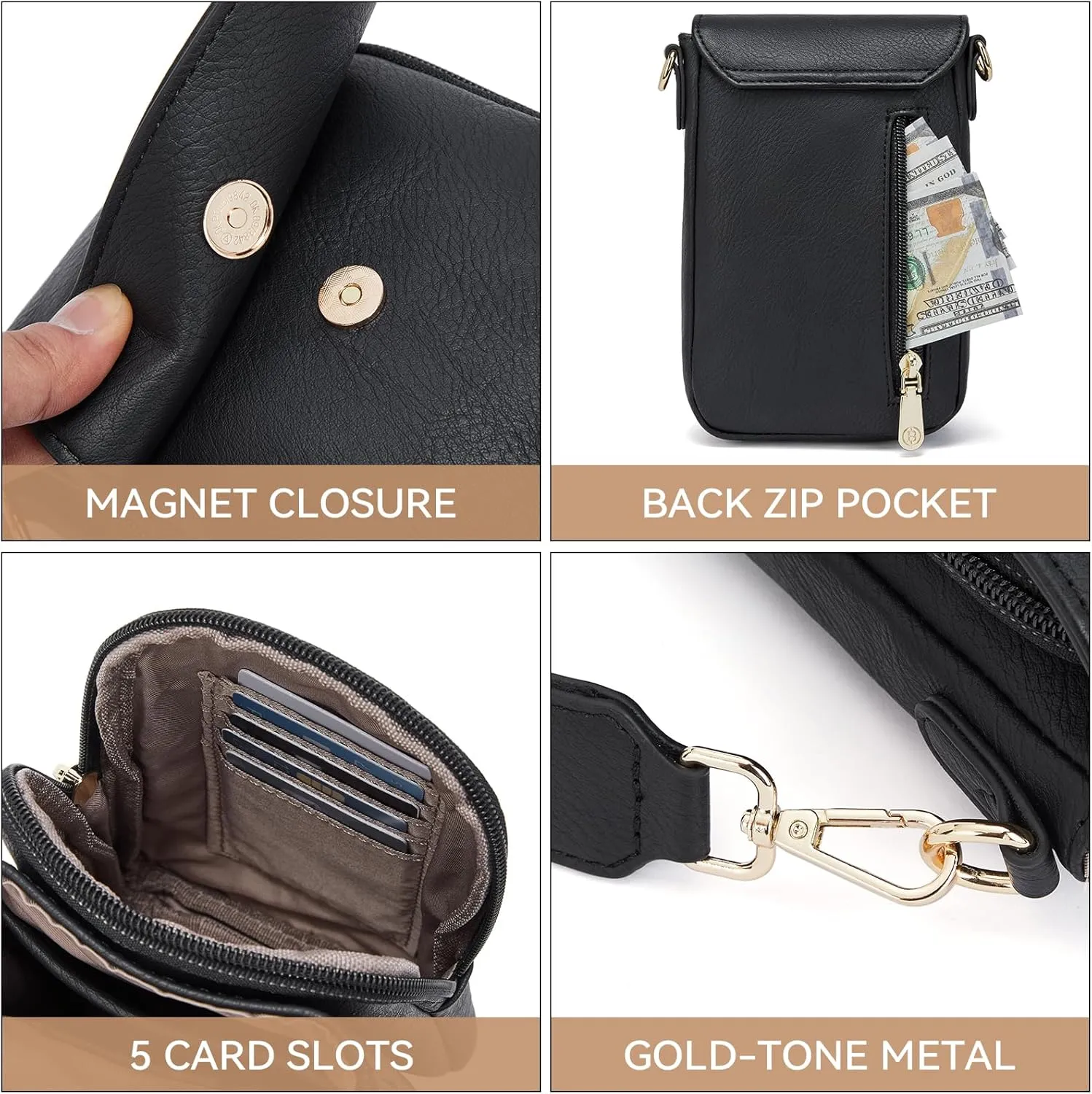 BOSTANTEN Small Crossbody Bags for Women Cell Phone Purse Leather Wallet Handbags with Card Slots