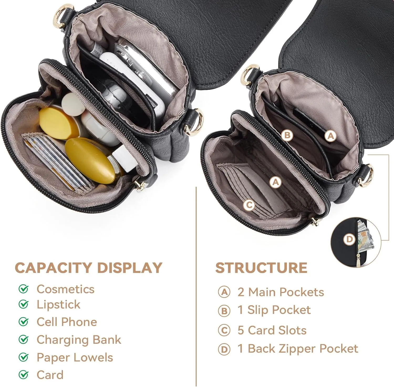 BOSTANTEN Small Crossbody Bags for Women Cell Phone Purse Leather Wallet Handbags with Card Slots