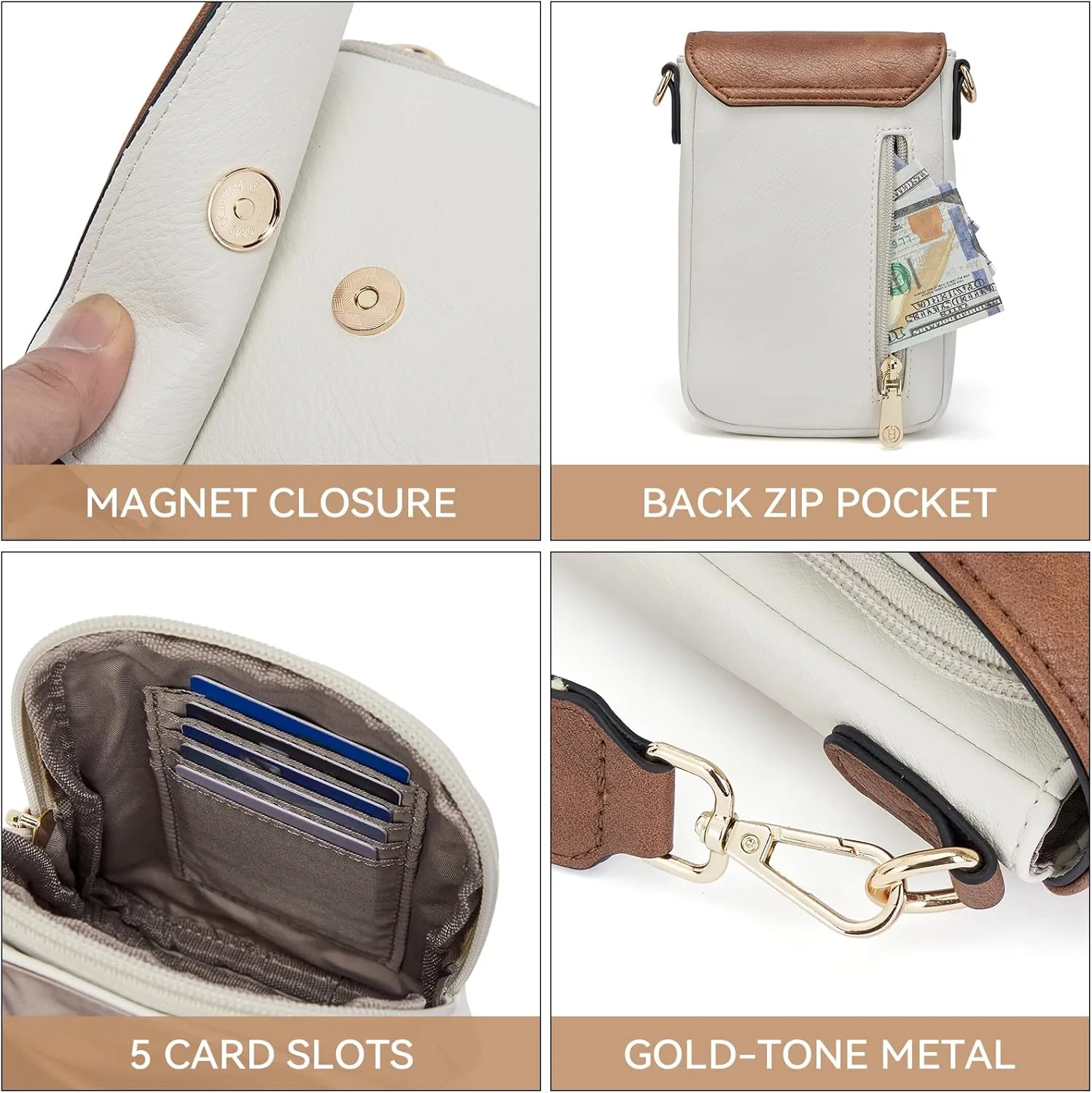 BOSTANTEN Small Crossbody Bags for Women Cell Phone Purse Leather Wallet Handbags with Card Slots