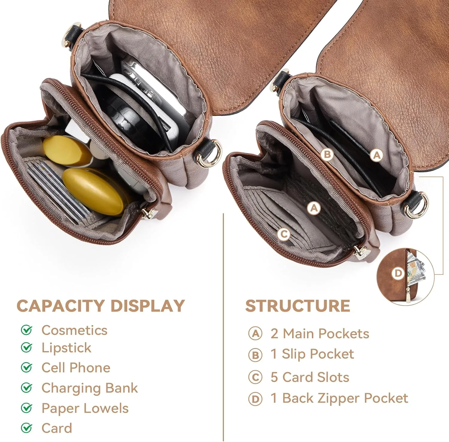 BOSTANTEN Small Crossbody Bags for Women Cell Phone Purse Leather Wallet Handbags with Card Slots