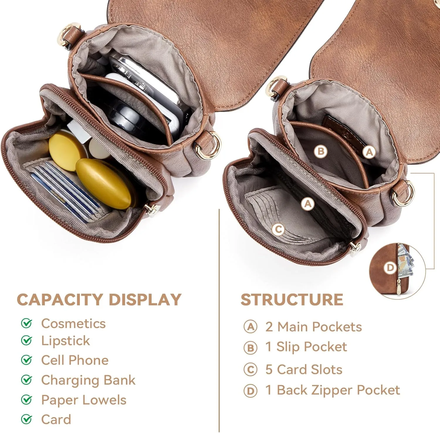 BOSTANTEN Small Crossbody Bags for Women Cell Phone Purse Leather Wallet Handbags with Card Slots