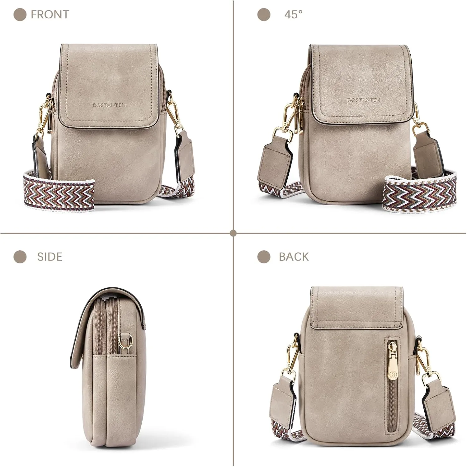 BOSTANTEN Small Crossbody Bags for Women Cell Phone Purse Leather Wallet Handbags with Card Slots
