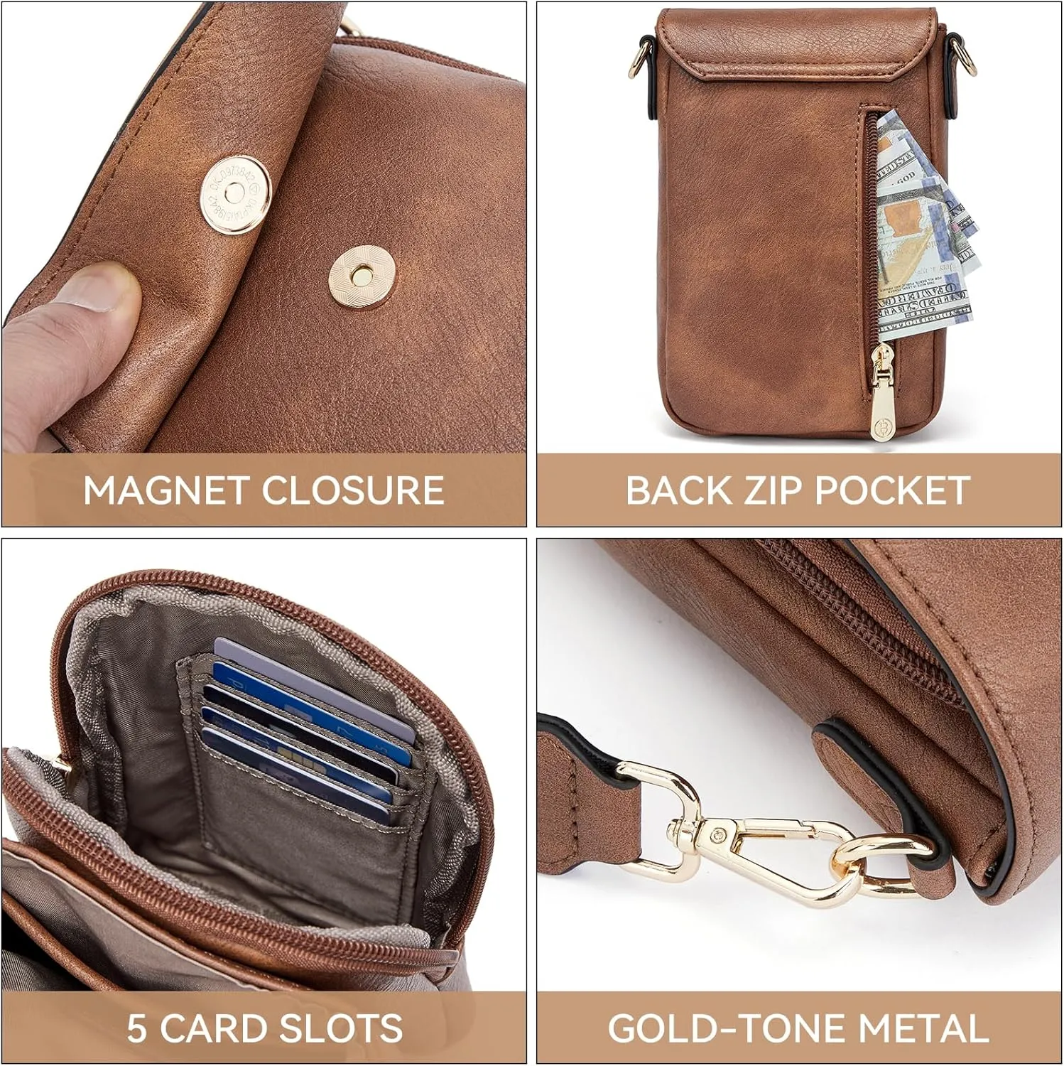 BOSTANTEN Small Crossbody Bags for Women Cell Phone Purse Leather Wallet Handbags with Card Slots