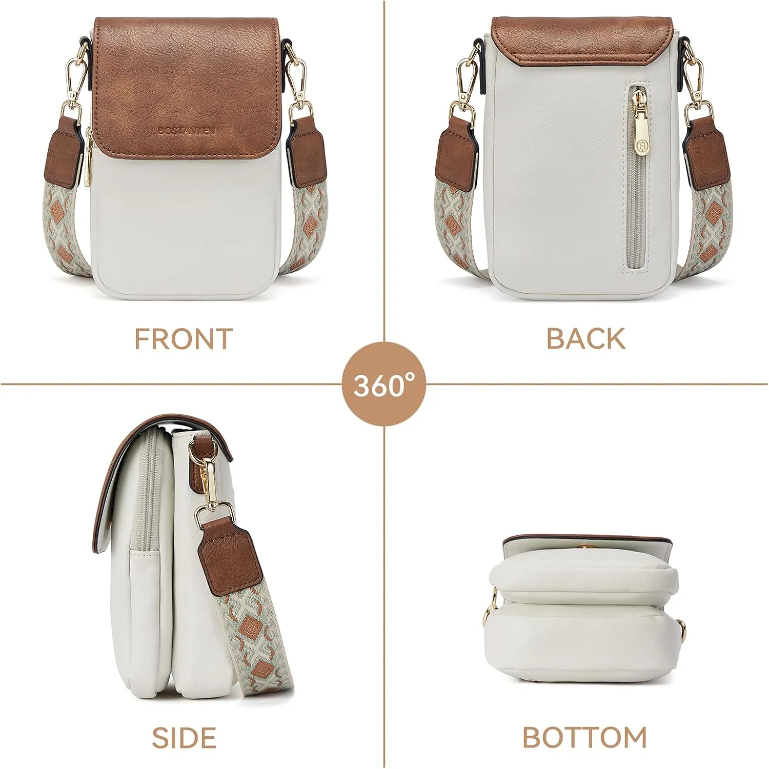 BOSTANTEN Small Crossbody Bags for Women Cell Phone Purse Leather Wallet Handbags with Card Slots